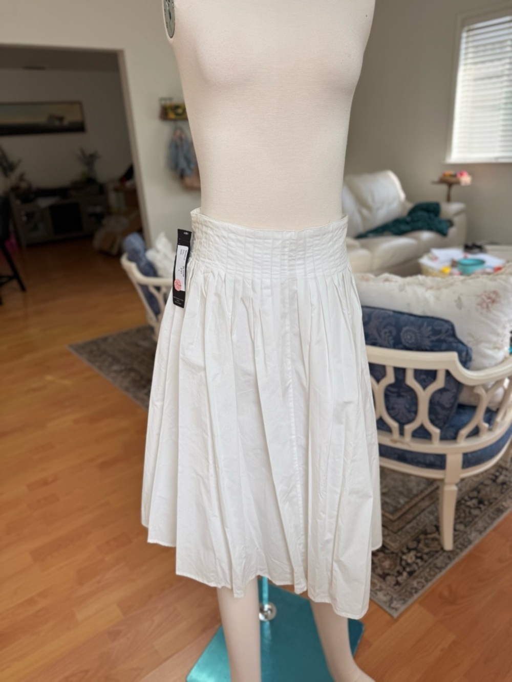 Women’s Cream Circle Skirt with Shirred Waistband